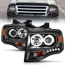 Load image into Gallery viewer, ANZO 2007-2014 Ford Expedition Projector Headlights w/ Halo Black