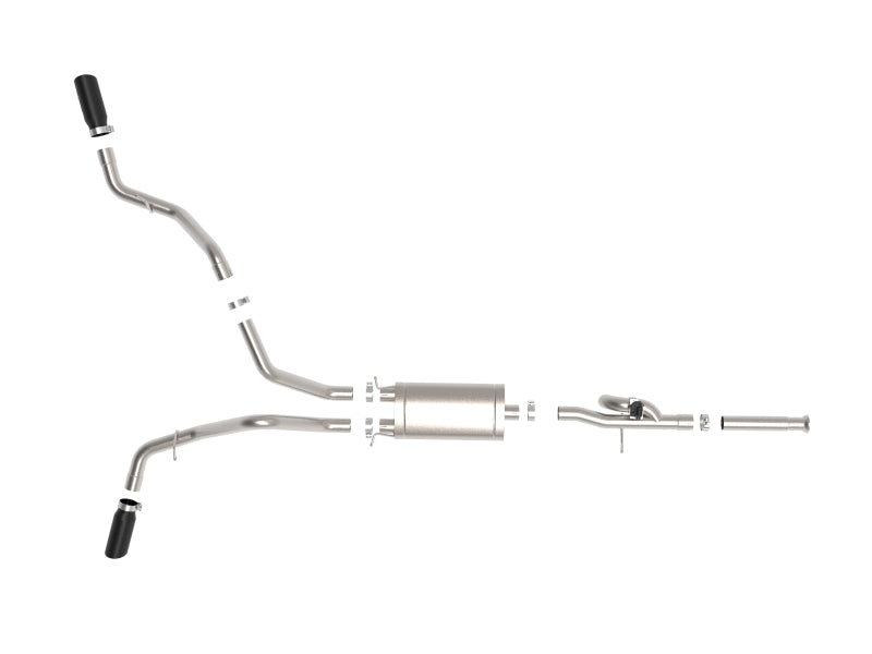 aFe Gemini XV 3in 304 SS Cat-Back Exhaust 09-18 GM Trucks V6-4.3/V8-4.8/5.3L w/ Black Tips