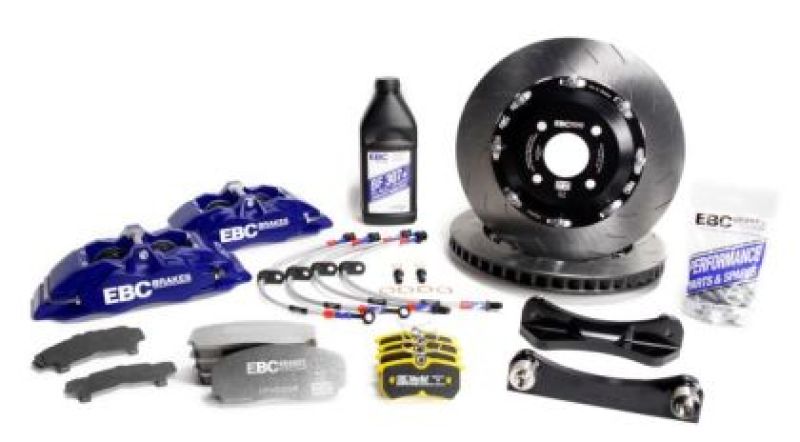 EBC Racing 10-14 Ford Mustang GT 5.0L Blue Apollo-4 Calipers 355mm Rotors Front Big Brake Kit