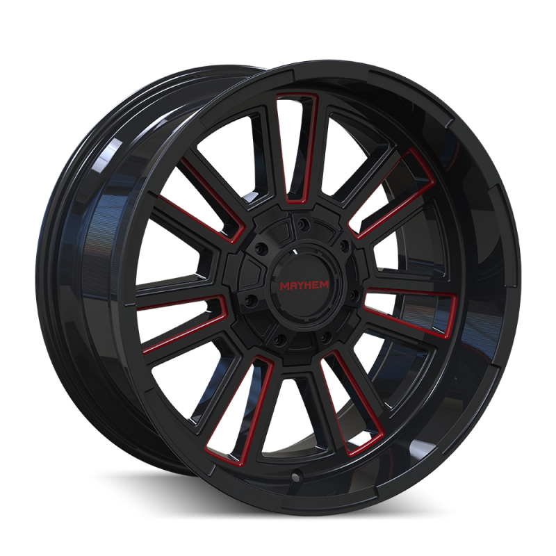 Mayhem 8115 Apollo 20x10 / 8x165.1 BP / -19mm Offset / 125.2mm Hub Black w/ Prism Red Wheel