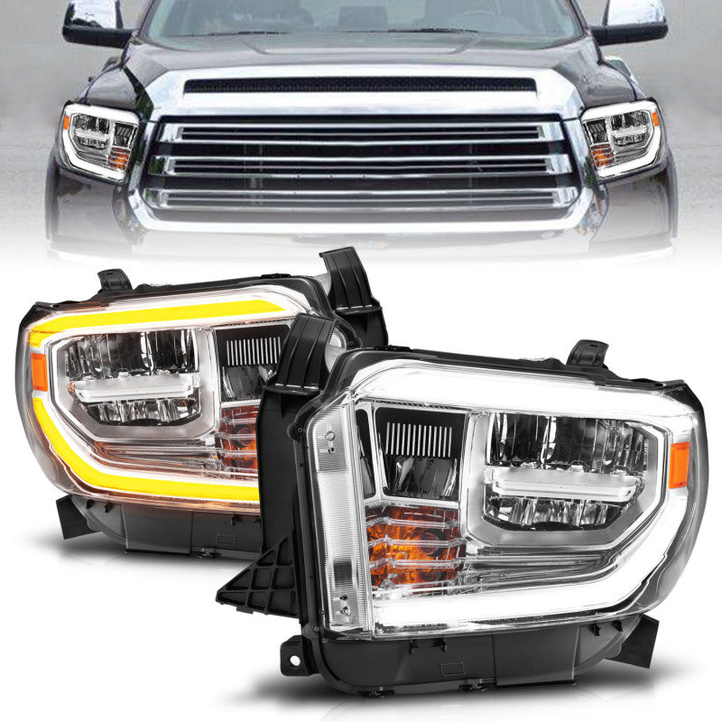 ANZO 2014-2017 Toyota Tundra LED Crystal Headlights w/ Switchback Chrome Housing w/ DRL