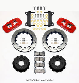 Wilwood AERO6 Front Hat Kit 14.00 Drilled Red 63-87 C10 w/ Wilwood Pro Spindles