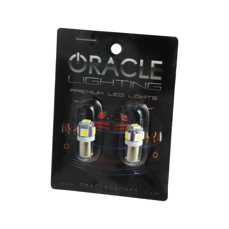 Oracle BA9S 5 LED 3 Chip Bayonet Bulbs (Pair) - White SEE WARRANTY