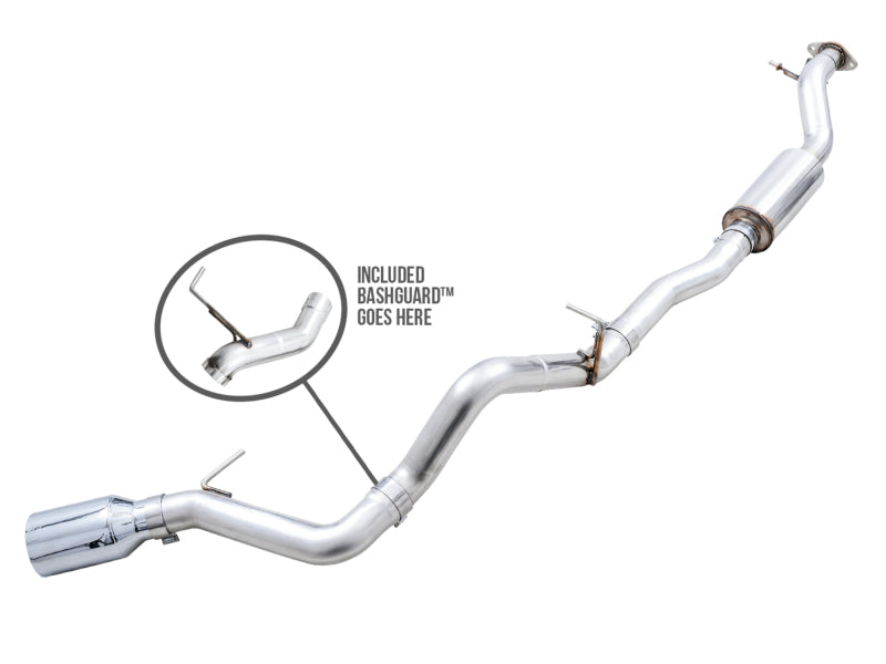 AWE Tuning 2021+ Ford Bronco 0FG Single Rear Exit Exhaust w/Chrome Silver Tip & Bash Guard