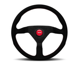 Momo Montecarlo Alcantara Steering Wheel 350 mm - Black/Red Stitch/Black Spokes