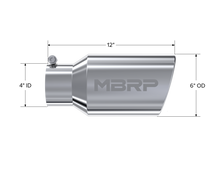 Load image into Gallery viewer, MBRP Universal Tip 6 O.D. Angled Rolled End 4 inlet 12 length