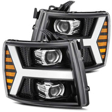 Load image into Gallery viewer, AlphaRex 07-13 Chevy 1500HD PRO-Series Proj Headlight Plank Style Gloss Blk w/Activ Light/Seq Signal