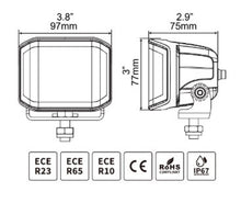 Load image into Gallery viewer, Go Rhino Xplor Blackout Combo Series Cube Sideline LED Spot Lights w/ Amber 4x3 - Blk (Pair)