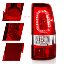 Load image into Gallery viewer, ANZO 1999-2002 Chevy Silverado 1500 LED Taillights Plank Style Chrome With Red/Clear Lens