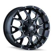 Load image into Gallery viewer, Mayhem 8015 Warrior 17x9 / 8x180 BP / 18mm Offset / 124.1mm Hub Black w/ Milled Spokes Wheel