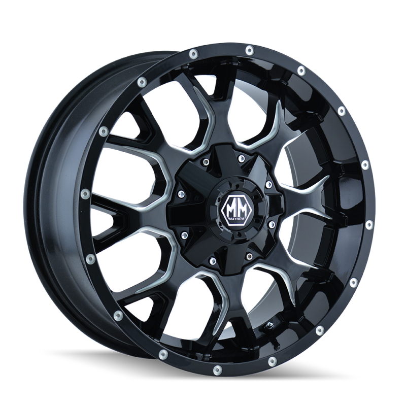 Mayhem 8015 Warrior 20x10 / 5x127 BP / -25mm Offset / 87mm Hub Black w/ Milled Spokes Wheel