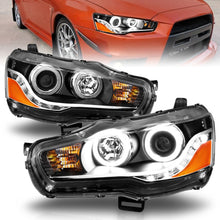 Load image into Gallery viewer, ANZO 2008-2015 Mitsubishi Lancer Projector Headlights w/ Halo Black (CCFL)