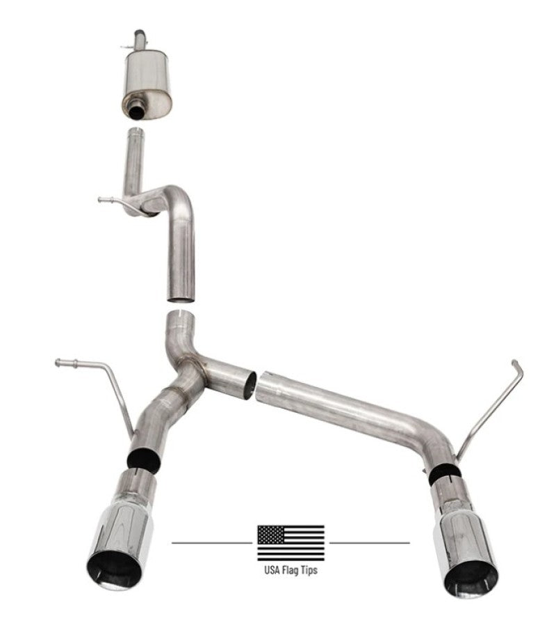 Corsa 2018-2024 Jeep Wrangler JLU 3.6L 2.75in Sport Cat-Back Exhaust w/ American Flag Tips