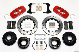 Wilwood AERO4 Rear P-Brake Kit 14.00in Drilled Red Chevy 12 Bolt-Spec 3.15in Bearing