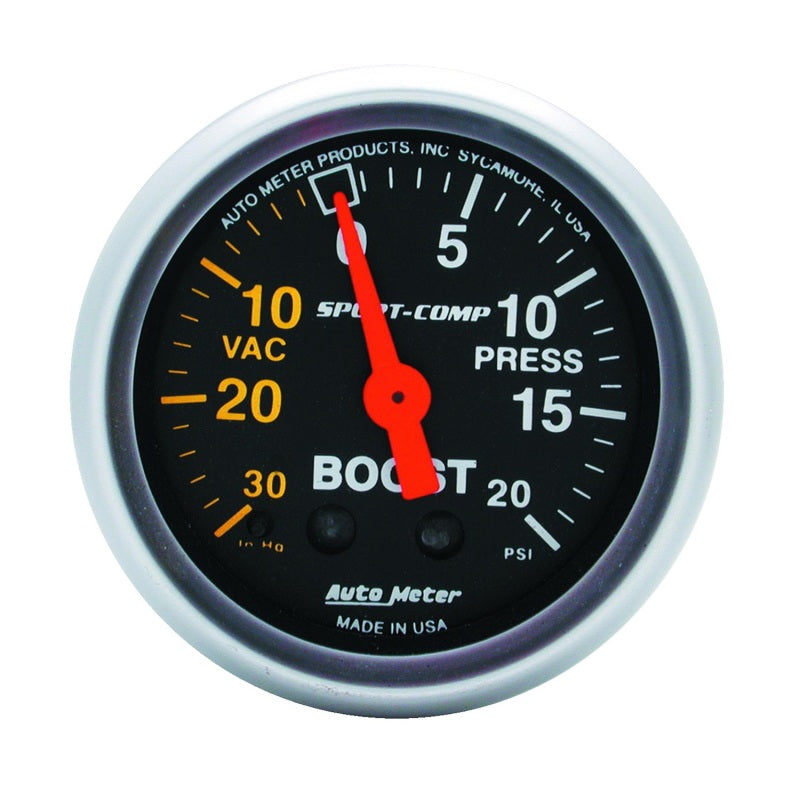 Autometer Sport-Comp 52mm 20 PSI Mechanical Boost Gauge