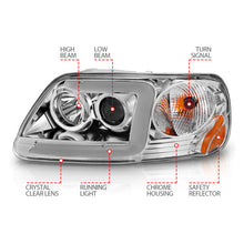 Load image into Gallery viewer, ANZO 1997-2003 Ford F-150 Projector Headlights w/ Light Bar Chrome Housing