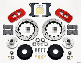 Wilwood AERO6 Front Hub Kit 14.00 Drilled-Red Chevy C-10 60-87 CPP Drop Spindle