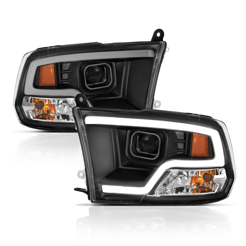 ANZO 09-18 Dodge Ram 1500 Plank Style Projector Headlights Black w/ Halo