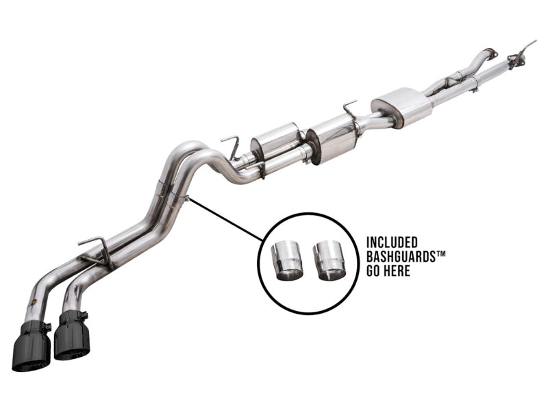 AWE 16-22 Toyota Tacoma 0FG Catback Exhaust w/ BashGuard - Dual Diamond Black Tips