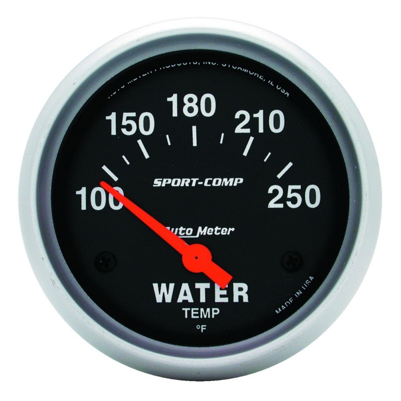 Autometer Sport-Comp 66.7mm 100-250 Deg F Short Sweep Electronic Water Temperature Gauge