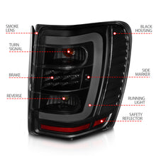 Load image into Gallery viewer, ANZO 1999-2004 Jeep Grand Cherokee LED Tail Lights w/ Light Bar Black Housing Smoke Lens