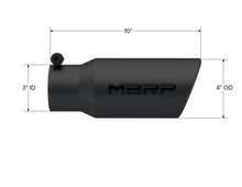 Load image into Gallery viewer, MBRP Universal Tip 4in OD 3in Inlet 10in Length Angled Rolled End Black