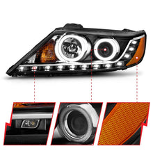 Load image into Gallery viewer, ANZO 2011-2013 Kia Sorento Projector Headlights w/ Halo Black (CCFL)