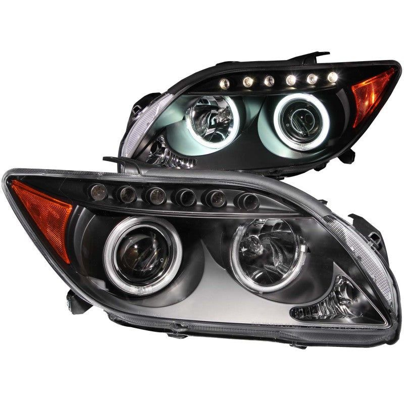 ANZO 2005-2010 Scion Tc Projector Headlights w/ Halo Black (CCFL)