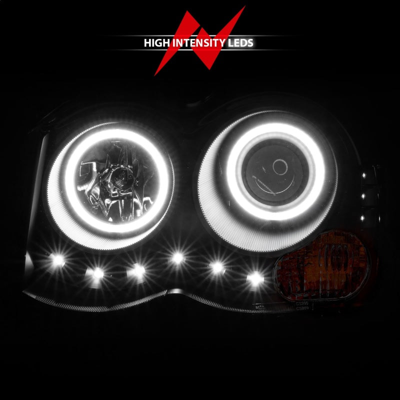 ANZO 2008-2010 Jeep Grand Cherokee Projector Headlights w/ Halo Black (CCFL)