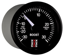 Load image into Gallery viewer, Autometer 52mm Stack Instruments -30INHG to +30PSI Mechanical Boost Gauge - Black