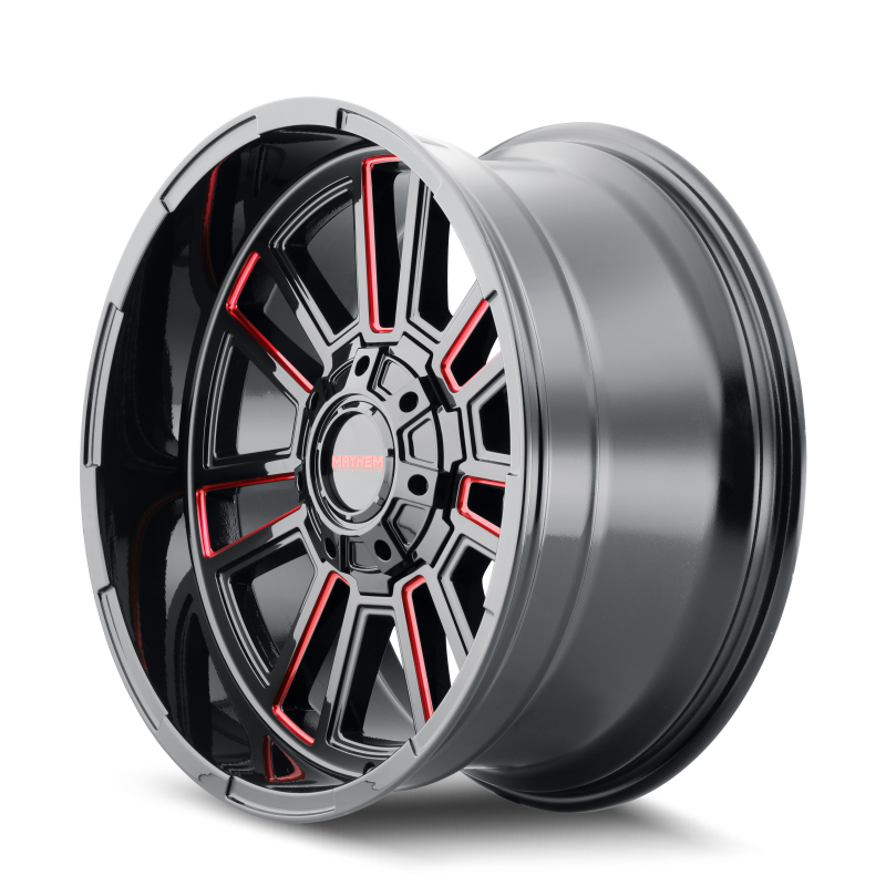 Mayhem 8115 Apollo 20x10 / 8x165.1 BP / -19mm Offset / 125.2mm Hub Black w/ Prism Red Wheel