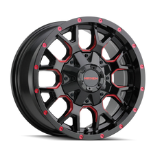 Load image into Gallery viewer, Mayhem 8015 Warrior 17x9 / 6x135 BP / 18mm Offset / 106mm Hub Black w/ Prism Red Wheel