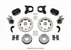 Wilwood Forged Dynalite P/S Rear Kit w/MC4 P-Brake Drilled Chev 12 Bolt w/Clip Eliminator