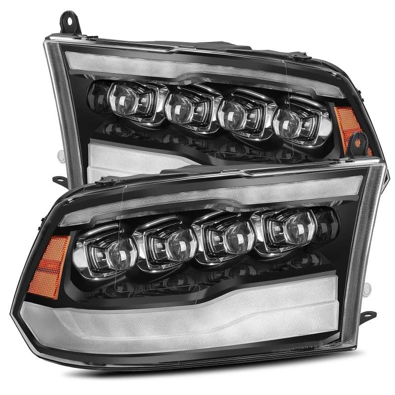 AlphaRex 09-18 Dodge Ram 1500HD NOVA LED Projector Headlights Plank Style Design Gloss Black w/DRL