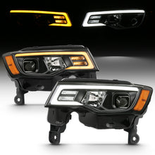 Load image into Gallery viewer, ANZO 2017-2018 Jeep Grand Cherokee Projector Headlights w/ Plank Style Switchback - Black w/ Amber