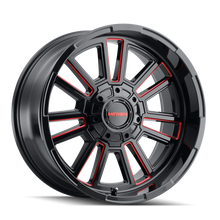 Load image into Gallery viewer, Mayhem 8115 Apollo 20x10 / 6x135 BP / -19mm Offset / 106mm Hub Black w/ Prism Red Wheel