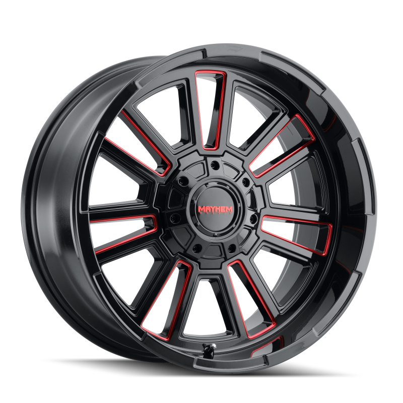 Mayhem 8115 Apollo 20x9 / 8x165.1 BP / 0mm Offset / 125.2mm Hub Black w/ Prism Red Wheel