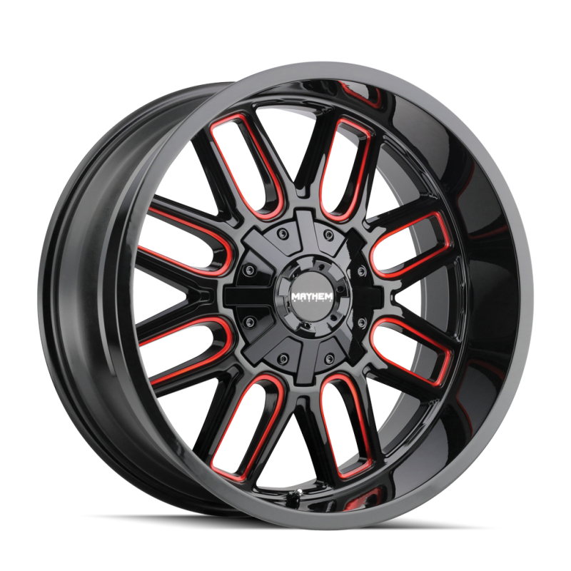 Mayhem 8107 Cogent 20x10 / 5x127 BP / -19mm Offset / 87.1mm Hub Black w/ Prism Red Wheel