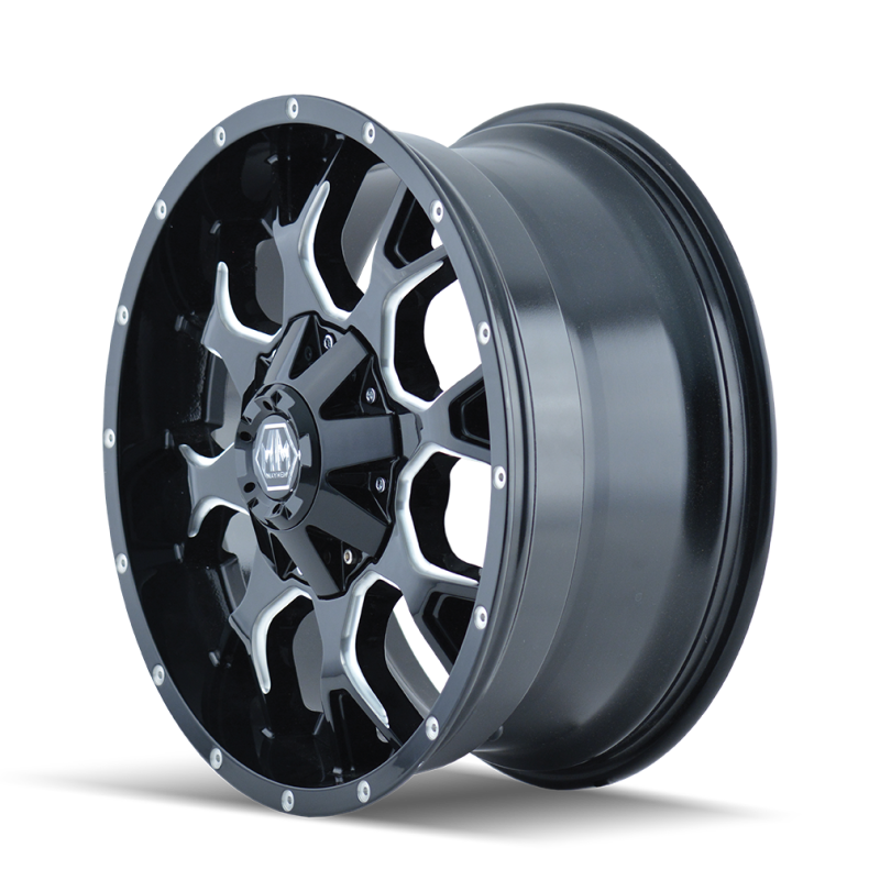 Mayhem 8015 Warrior 18x9 / 5x114.3 BP / 18mm Offset / 87mm Hub Black w/ Milled Spokes Wheel