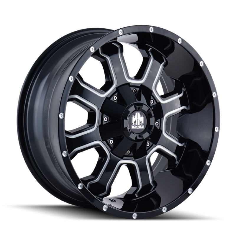 Mayhem 8103 Fierce 20x10 / 8x165.1 BP / -19mm Offset / 130.8mm Hub Black w/ Milled Spokes Wheel