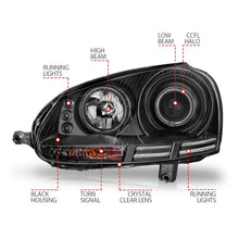 Load image into Gallery viewer, ANZO 2006-2009 Volkswagen Rabbit Projector Headlights w/ Halo Black (CCFL)