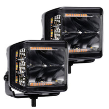 Load image into Gallery viewer, Go Rhino Xplor Blackout Combo Series Cube Sideline LED Spot Lights w/ Amber 4x3 - Blk (Pair)