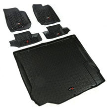 Load image into Gallery viewer, Rugged Ridge Floor Liner Front/Rear/Cargo Black 2007-2010 Jeep Wrangler JK 2 Dr