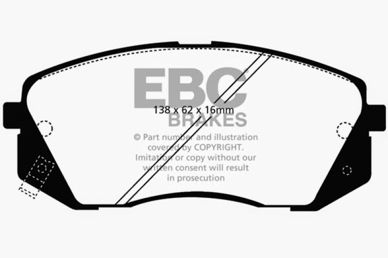 EBC 15+ Hyundai Sonata 1.6 Turbo (Elec Park Brake) Redstuff Front Brake Pads