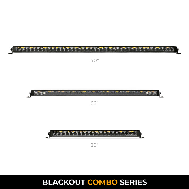 Go Rhino Xplor Blackout Combo Series Sgl Row LED Light Bar w/Amber (Side/Track Mount) 20.5in. - Blk