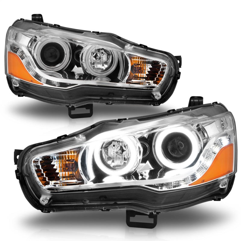 ANZO 2008-2015 Mitsubishi Lancer Projector Headlights w/ Halo Chrome (CCFL)