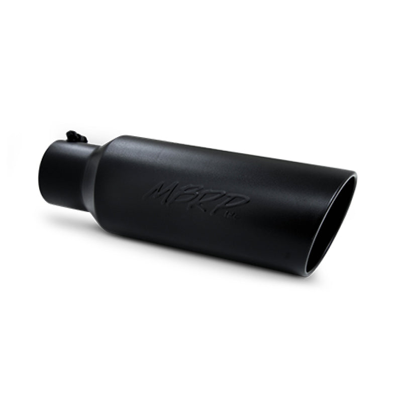 MBRP Universal Tip 6in OD Rolled End 4in Inlet 18in L Black Coated Exhaust Tip