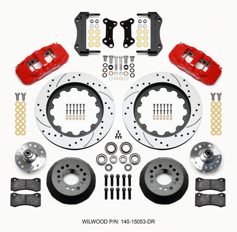 Wilwood AERO6 Front Hub Kit 15.00 Drilled Red 67-69 Camaro 64-72 Nova Chevelle