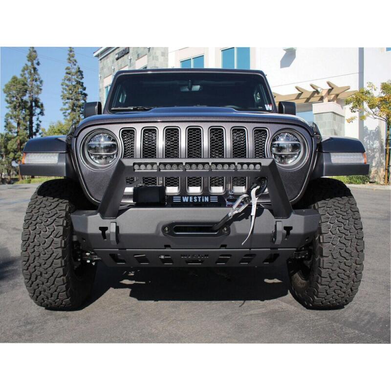 Westin 18-19 Jeep Wrangler JL Stubby Front Bumper - Textured Black