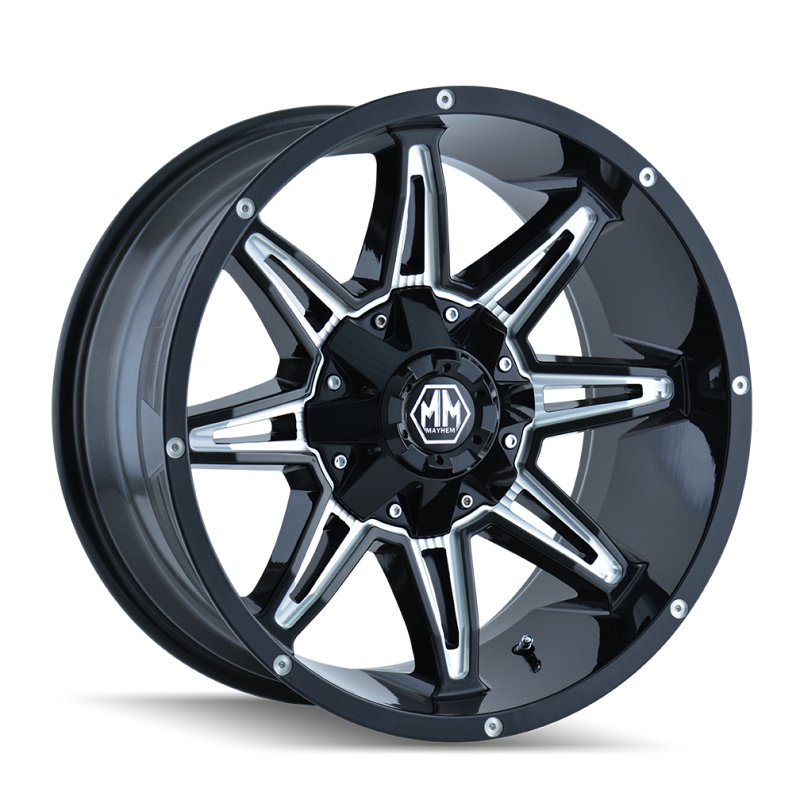 Mayhem 8090 Rampage 17x9 / 5x114.3 BP / -12mm Offset / 87mm Hub Black w/ Milled Spokes Wheel